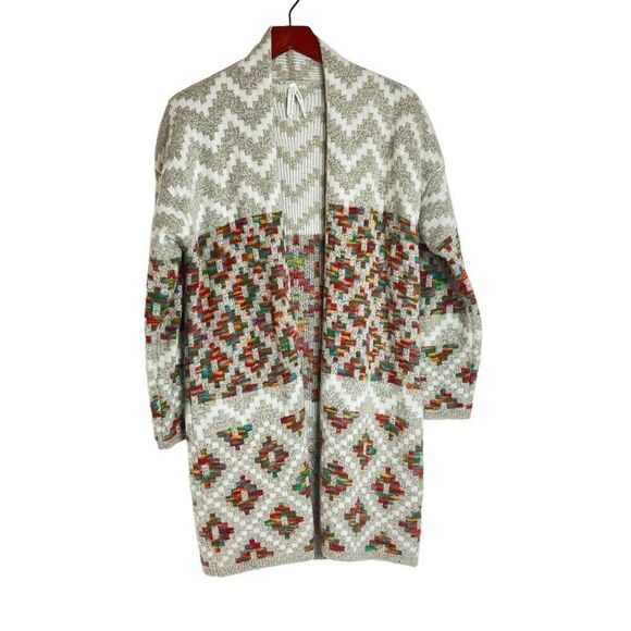 Dreamers By Debut Womens Geometric Open Front Cardigan Multicolor Size Medium - Picture 1 of 14